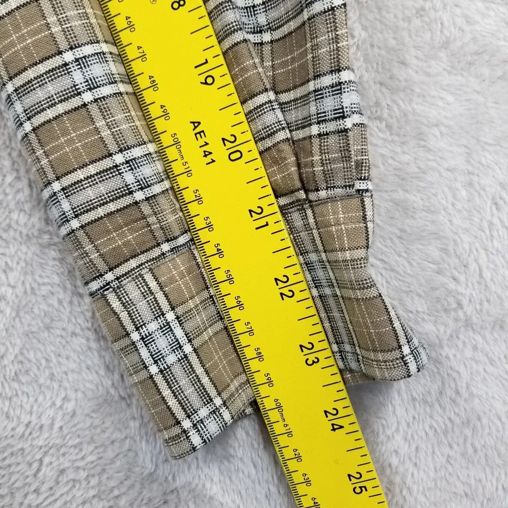 Banana Republic Shirt Men L Brown‎ Plaid Cotton Oxford Long Sleeve Dress Pocket